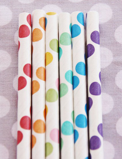 rainbow dots straws by shop sweet lulu