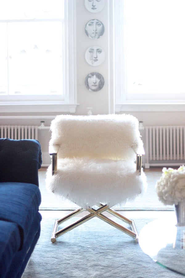 Soho NYC loft Tamra Sanford fuzzy chair Fornasetti plates