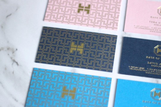 Haus-of-Realty-gold-foil-logo-business-card-pattern-by-Erika-Brechtel