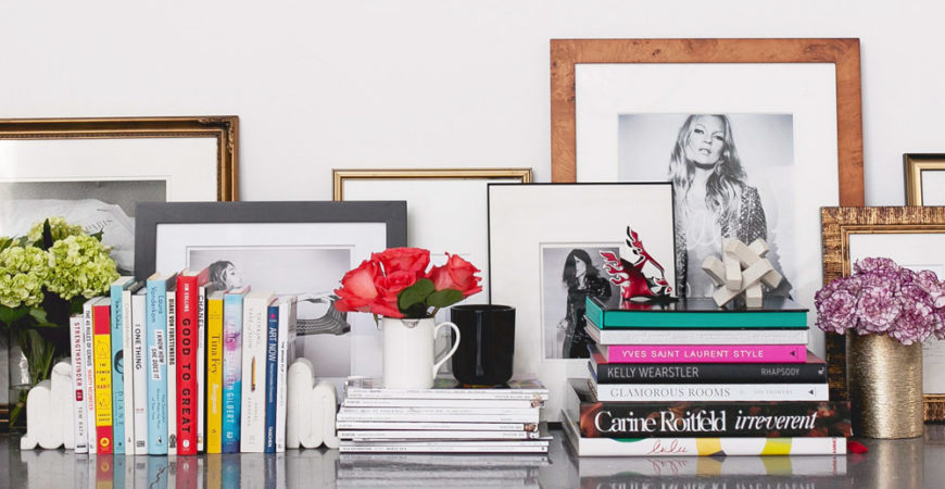 MavensTV shoot vignette styled by Erika Brechtel books flowers magazines feat