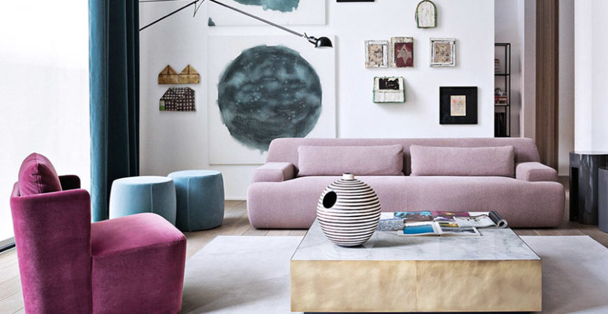 Meridiani Italian furniture Norton rose velvet sofa Belt gold leaf table Keaton velvet armchair feat