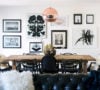 Yuki Pitkin California ranch house renovation photo by Jen Daigle styled by Erika Brechtel dining room mixed black chairs Gray Malin gallery wall Tom Dixon copper pendant feature