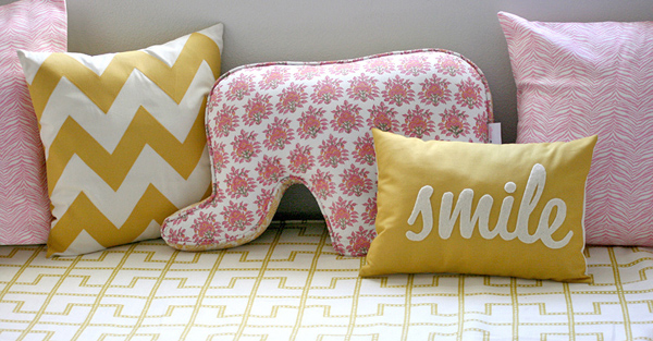 A pink & yellow safari: pillows