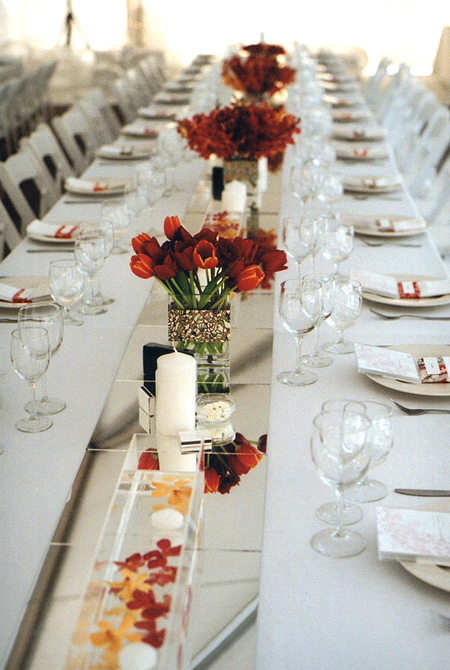 Napa winery wedding: reception tables