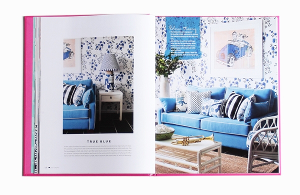 Adore Home magazine book spread blue living room