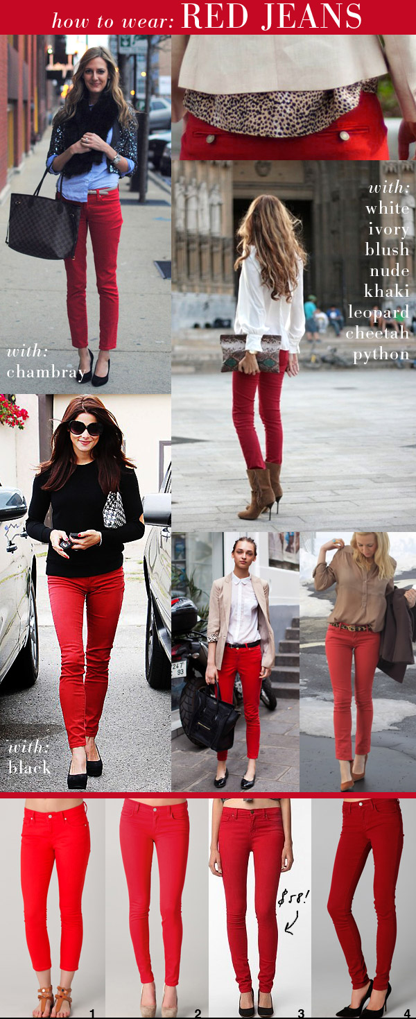 HOW TO WEAR Red Jeans, Mint Jeans - Erika Brechtel